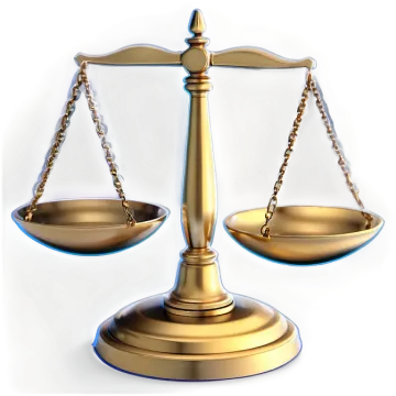 a golden balance scale on a white background