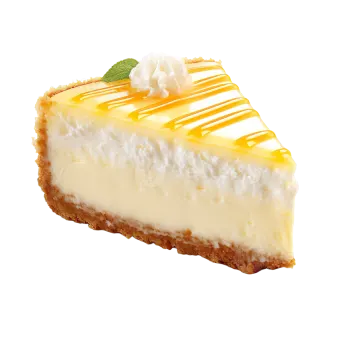 a piece of cheese cake on a white plate