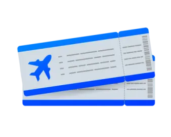 two tickets with an airplane in the background