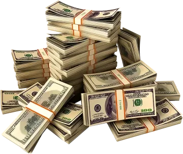 a pile of money on a white background