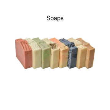 soap bars with different colors and sizes