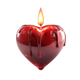 a red heart shaped candle on a white background