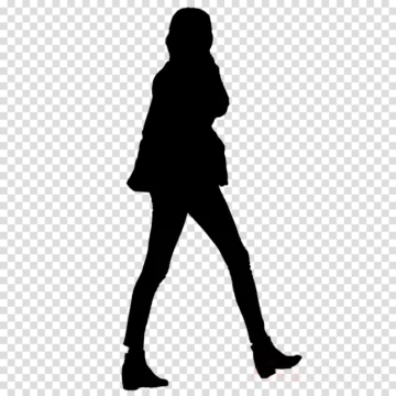 a silhouette of a woman walking down the street, hd png