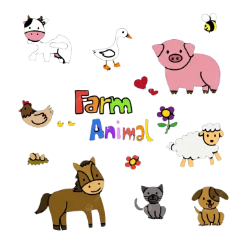 a bunch of farm animals