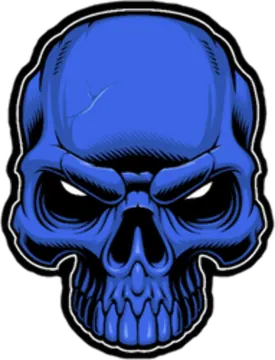a blue skull on a white background