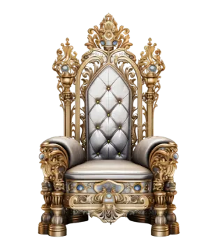a golden throne with a white background