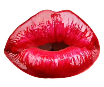 a close up of a red lip