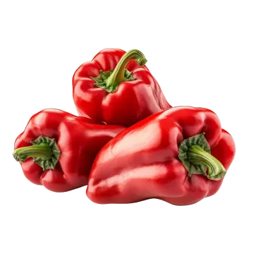 three red peppers on a white background