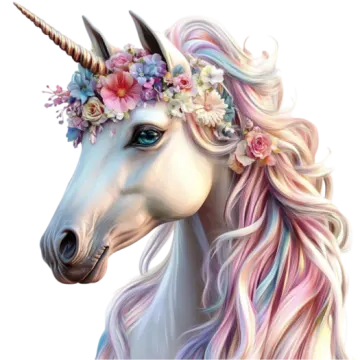 a unicorn with flowers on its head
