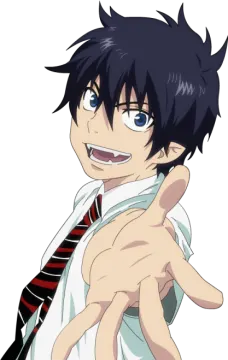 an anime character with black hair and blue eyes, wearing a white shirt and tie