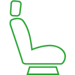 a green chair with a white background