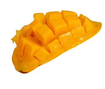 a sliced mango on a white background