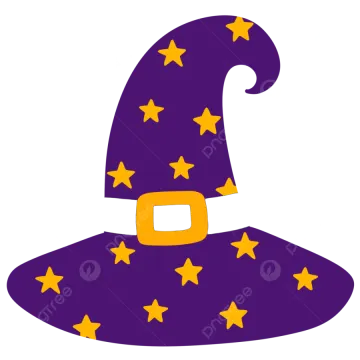 a purple witch hat with stars on it