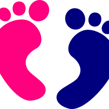 a pair of pink and blue footprints
