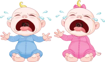 two babies crying and crying