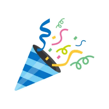 a party hat with streamers coming out of it