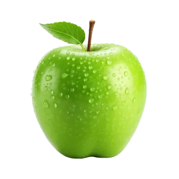 a green apple with water droplets on it