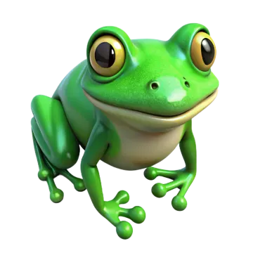 a green frog sitting on top of a white surface