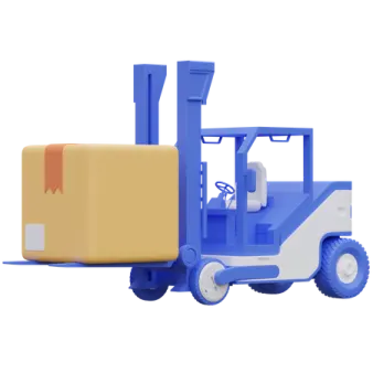 a forklift truck with a box on it