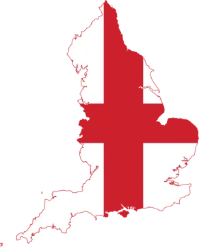 a map with the flag of england