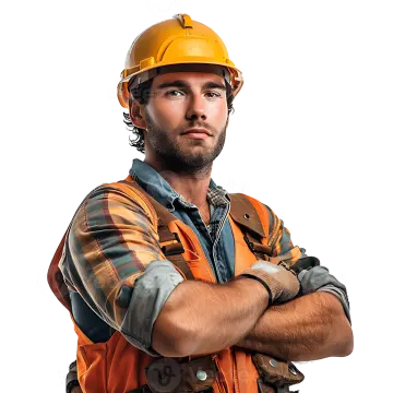 a construction worker with his arms crossed