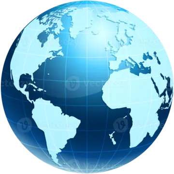 a blue globe on a white background