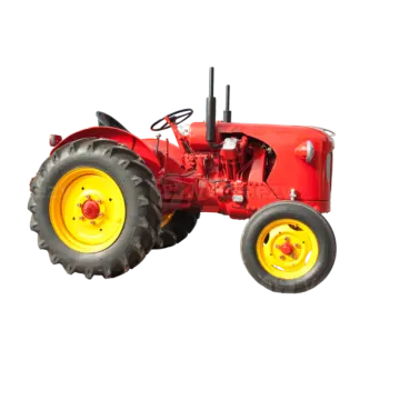 a red tractor on a white background