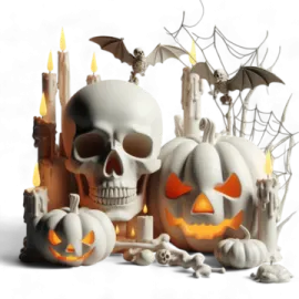 a group of halloween pumpkins with bats and bats
