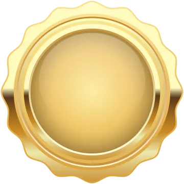 a gold seal on a white background