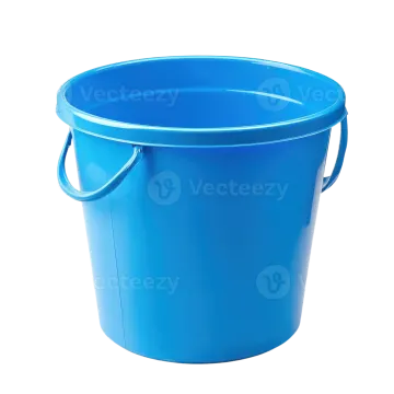 a blue bucket on a white background