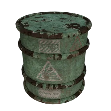 a set of three round stools with green paint on them
