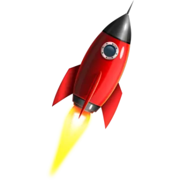 a red rocket is flying through the air