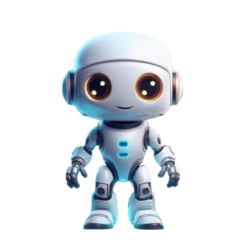 a robot with headphones and a white background