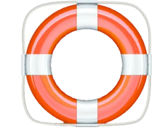 an orange and white life ring