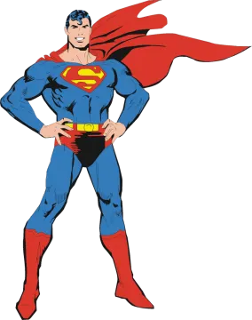 a superman standing with his hands on his hips