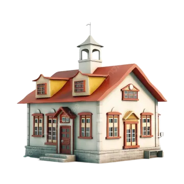 a small house with red roof and white walls