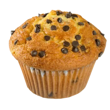 a muffin with chocolate chips on top