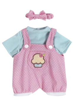 a baby girl's outfit with a cupcake on it