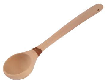 a wooden spoon on a white background