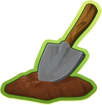 a shovel in the ground