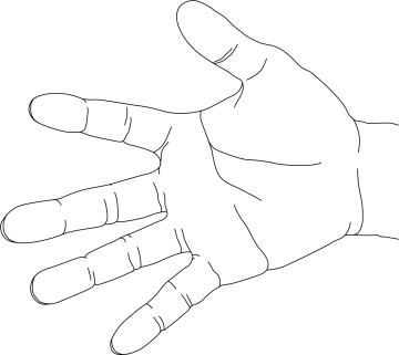 a black and white drawing of a hand