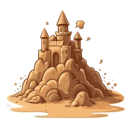 a sand castle on a white background