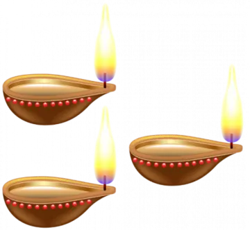 a set of three oil lamps with red lights