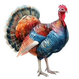 a painting of a turkey on a white background