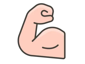 a cartoon drawing of a muscular arm