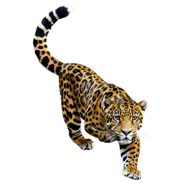 a large leopard walking across a white surface