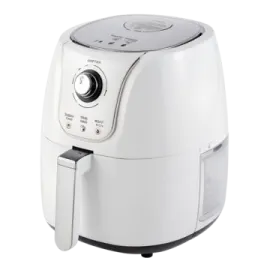 a white air fryer with the lid open