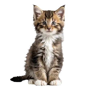 a small kitten sitting down on the floor