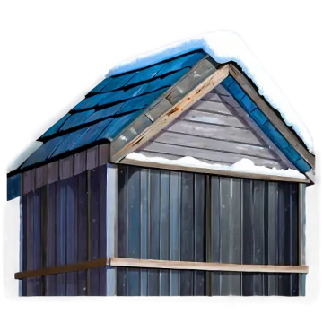 a drawing of a house with a blue roof