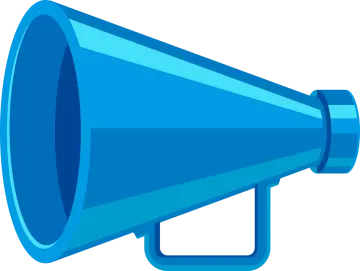 a blue megaphone on a white background